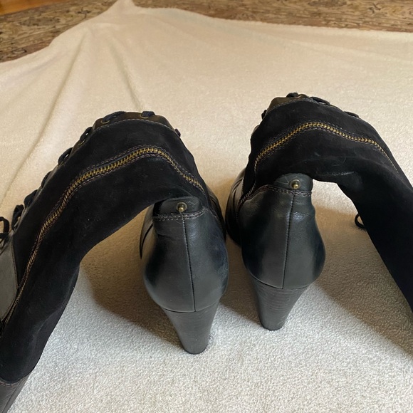 Indigo Black Lace Up Boots with Chunky Heel - Picture 3 of 8